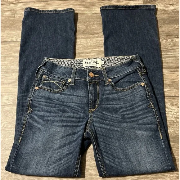 Ariat R.E.A.L. Perfect Rise Rosa Boot Cut Dark Wash Jeans SZ 28R (29x32) - Picture 2 of 11